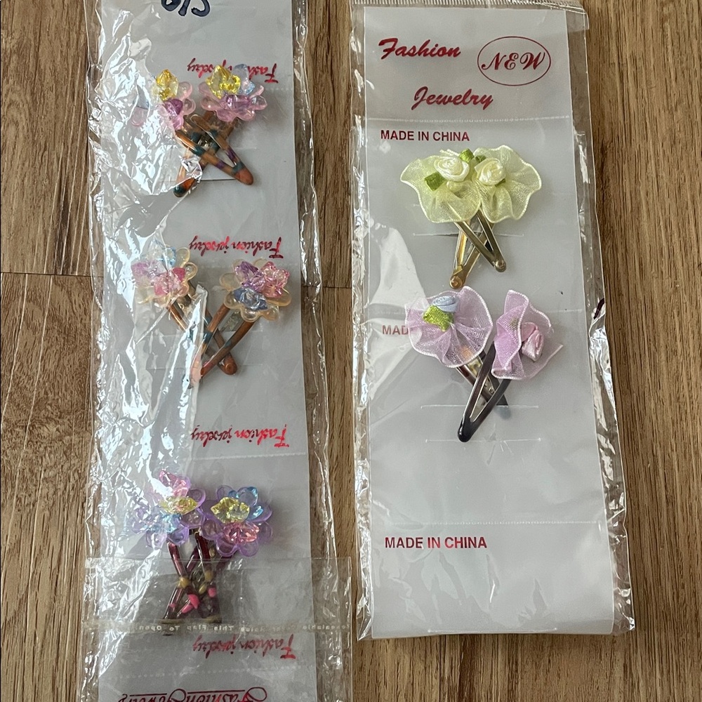 5 pairs Fashion Jewelry Floral Hair Clips Y2K dead stock NEW